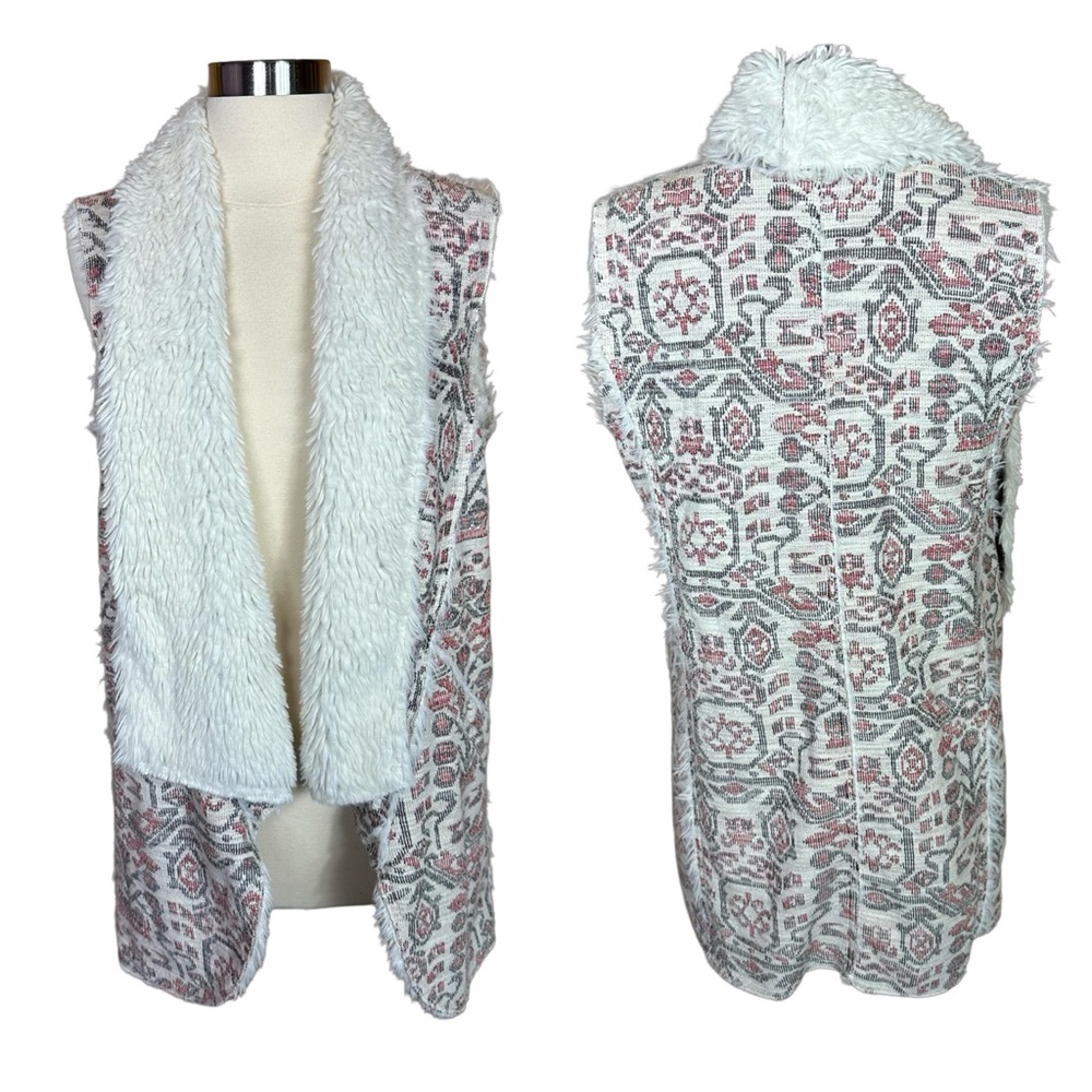 Hei Hei Anthropologie Southwestern Tapestry Sherpa Lined Boho Winter Vest Large